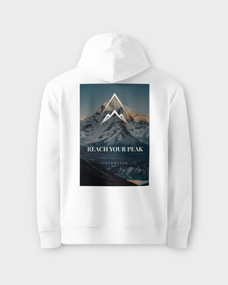White Reach Your Peak Hoodie