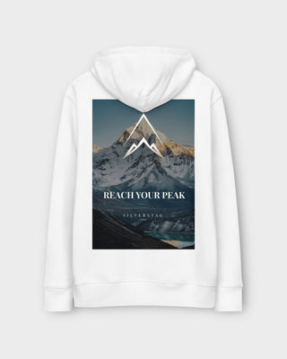 White Reach Your Peak Hoodie